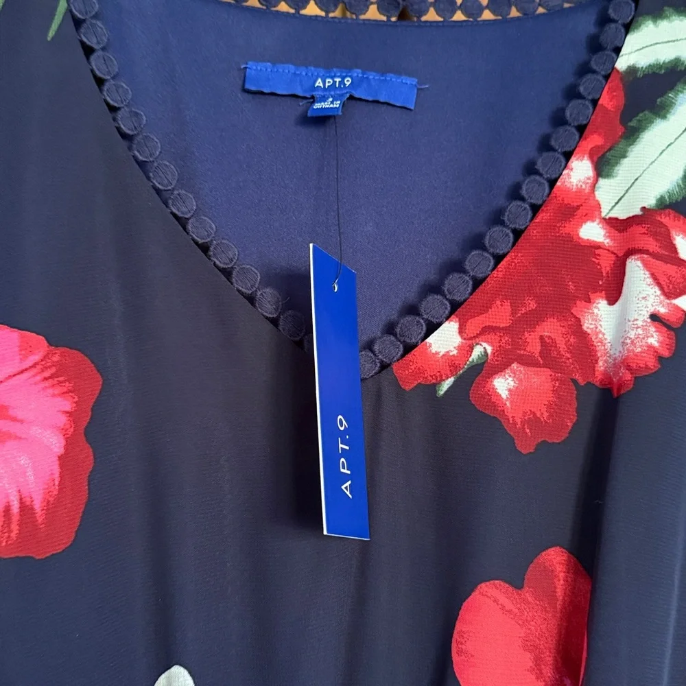NWT Apt. 9 Navy Floral Maxi High-Low Dress - Picture 2 of 4